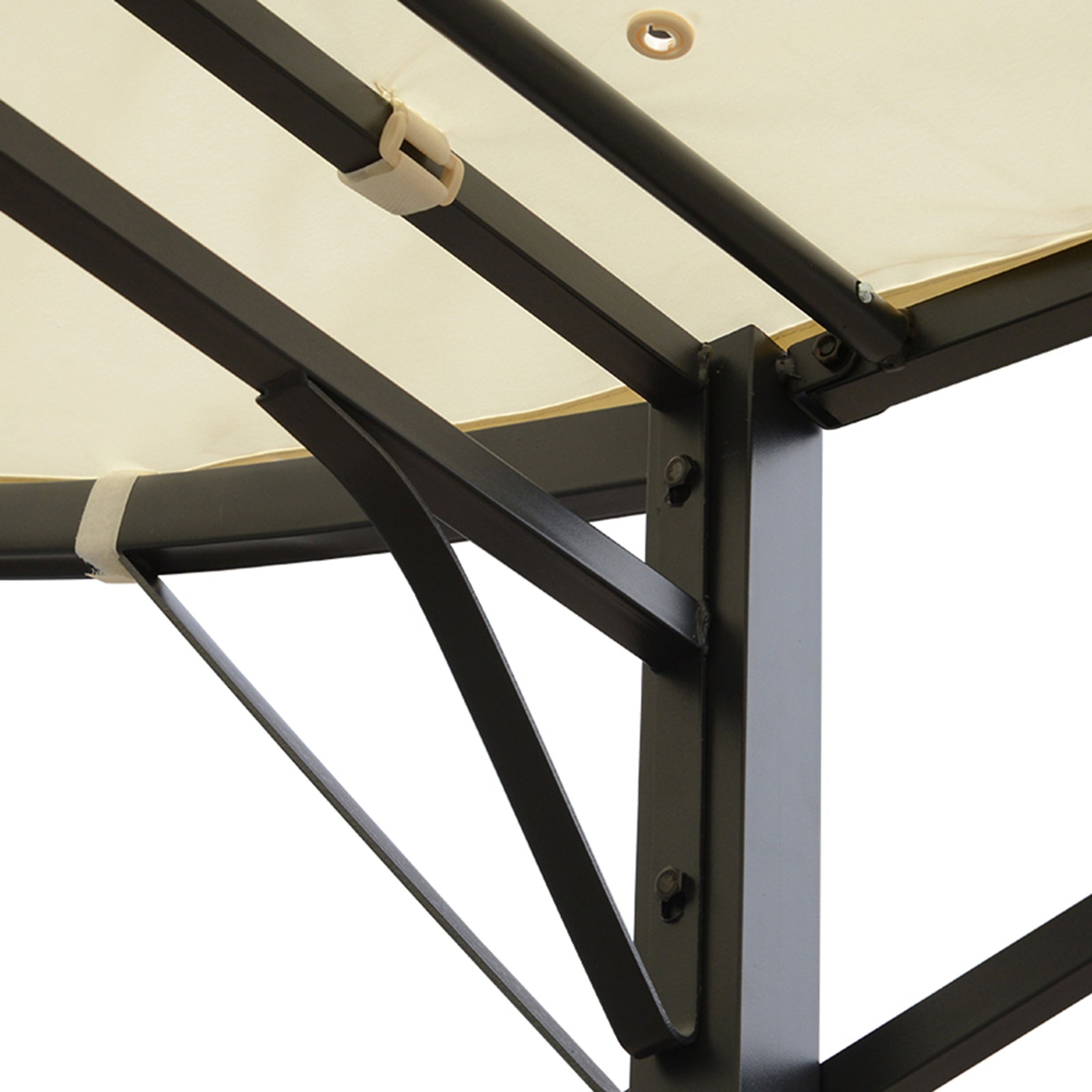 Patio Metal Gazebo Door Window Awning Wall Mount Shelter | Black