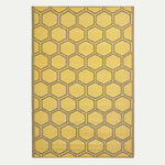 Luxury Outdoor Rug Waterproof Reversible For Garden Patio, Yellow Honeycomb