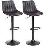 Bar Stools Set Of 2 Adjustable Swivel Bar Chairs With Backrest Black