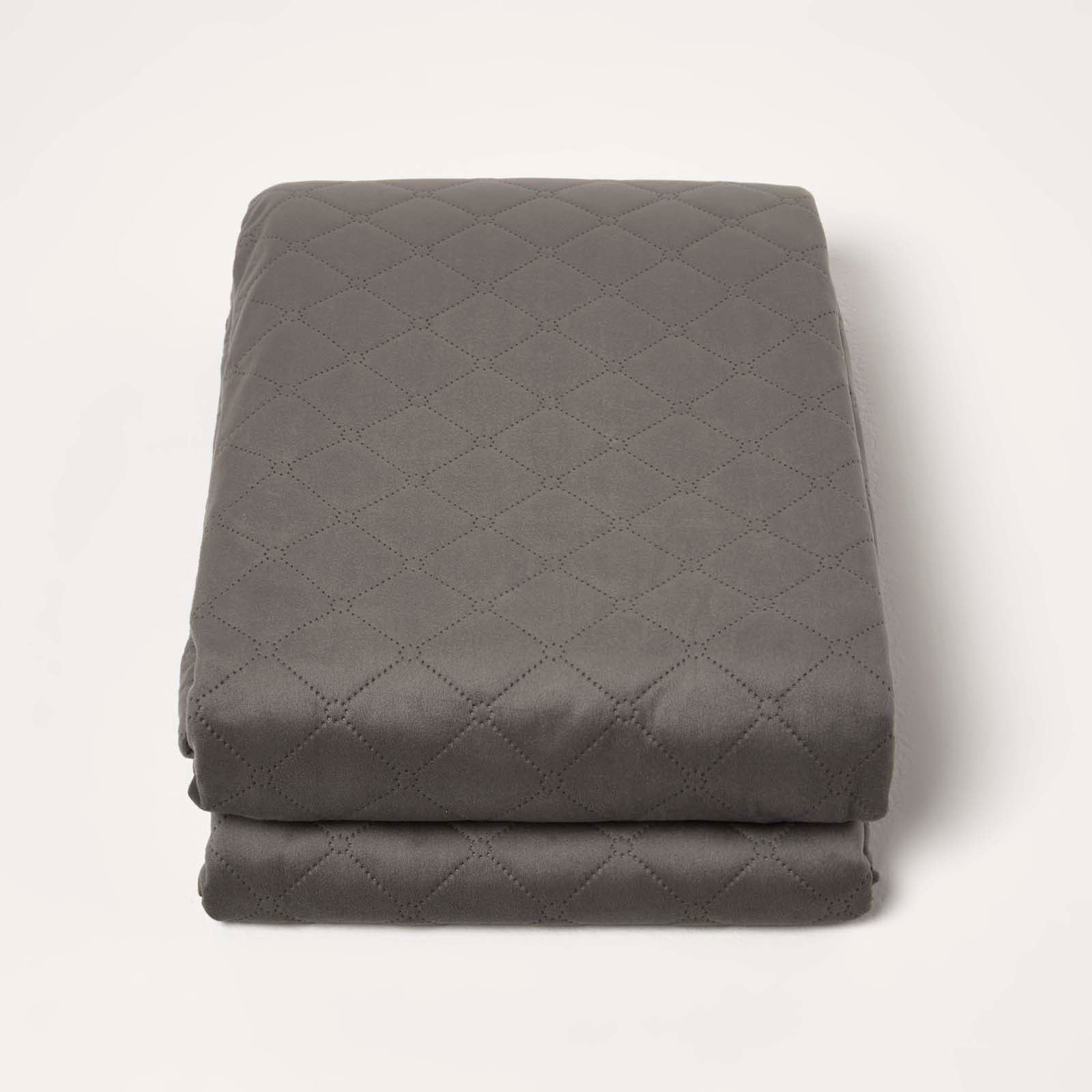 Diamond Quilted Velvet Bed Throw | 150cm x 200cm | Grey