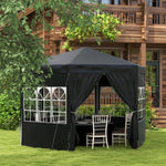 3.9m Outdoor Gazebo Canopy Party Tent With 6 Removable Walls | Black