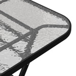 Outdoor Folding Patio Table With Black Frame & Water Ripple Tempered Glass Top,120m W X 80cm D X 72cm H