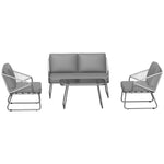 4 Piece Rattan Garden Furniture Set With Cushions | Gray
