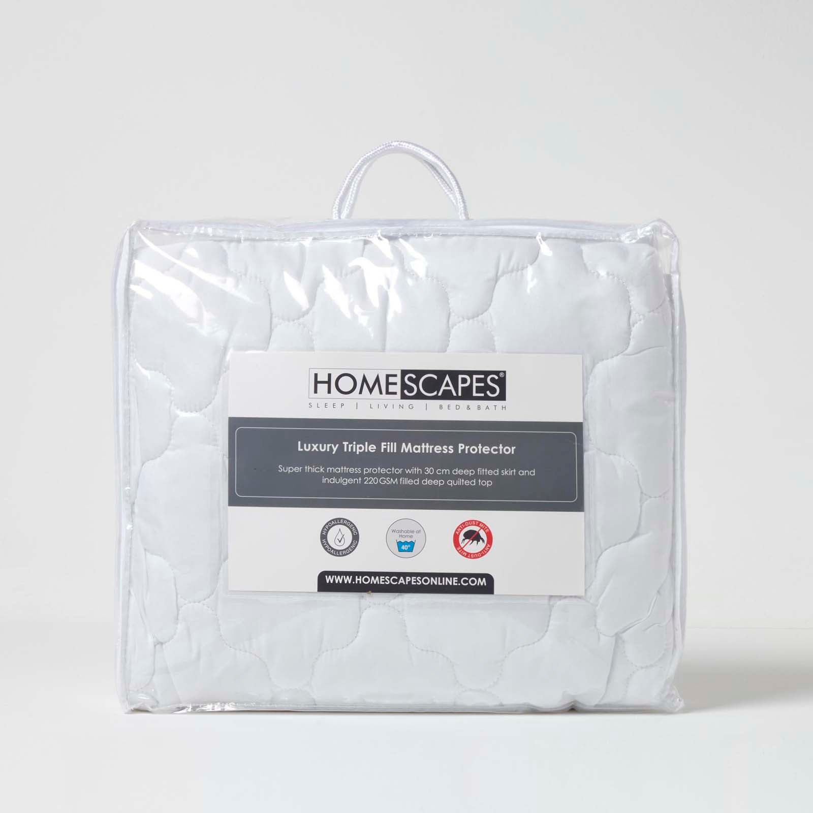Luxury Triple Fill Mattress Protector | Small Double | White