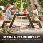 AIYAPLAY 3 In 1 Wooden Kids Picnic Table And Bench Set With Parasol, Natural