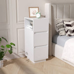 Minimalist Bedside Table With Drawers | White