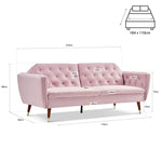 Victoria Velvet Sofa Bed 3 Seater | Pink