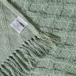Diamond Textured Pattern Cotton Tufted Throw | 125cm x 150cm | Green