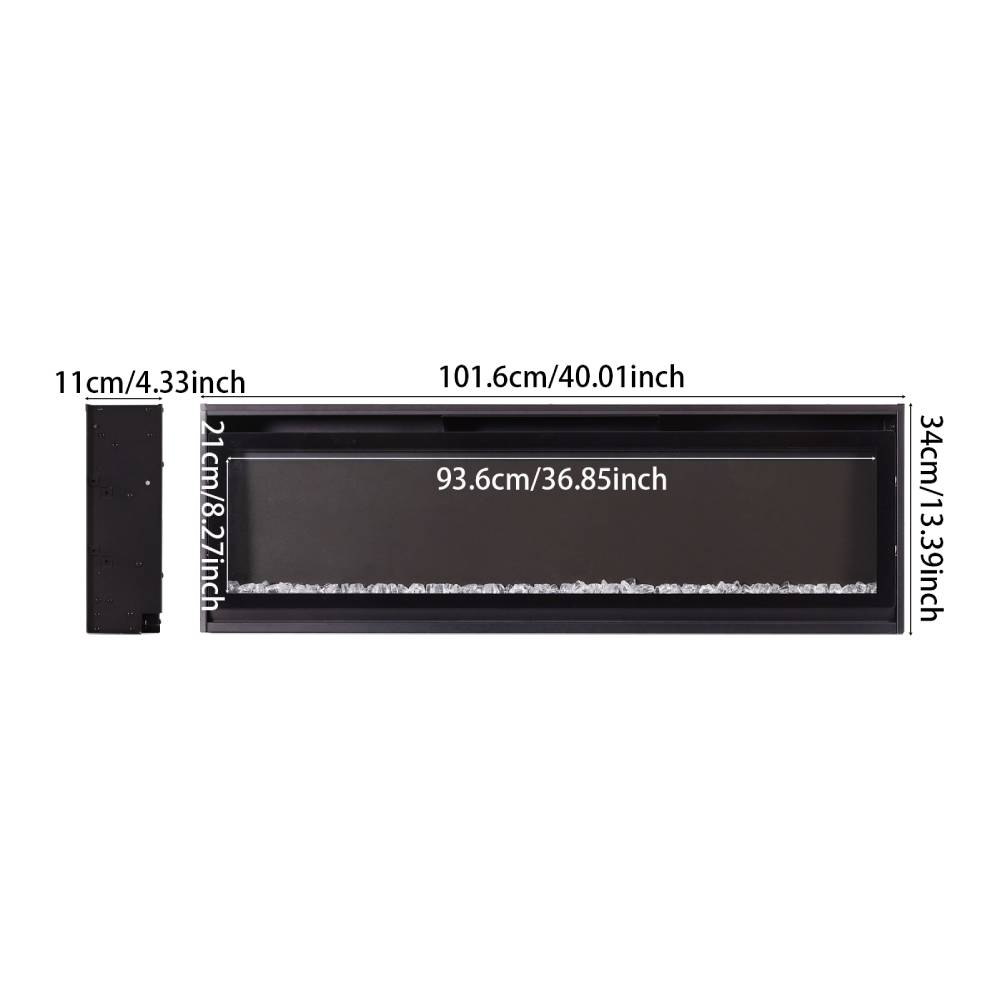 40-inch Wall Mounted Electric Fireplace With Remote Control