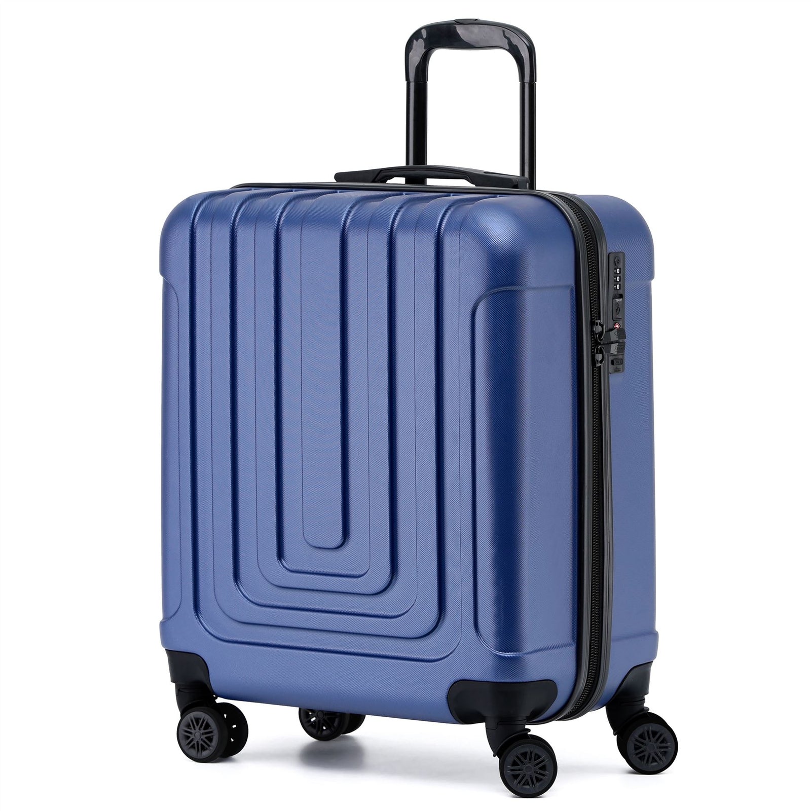 56x45x25cm Large Cabin Carry On Case - Overhead Luggage Suitcase - 4 Spinner Wheels - Abs Hard Shell Cabin Bag | Cabin | Navy Blue