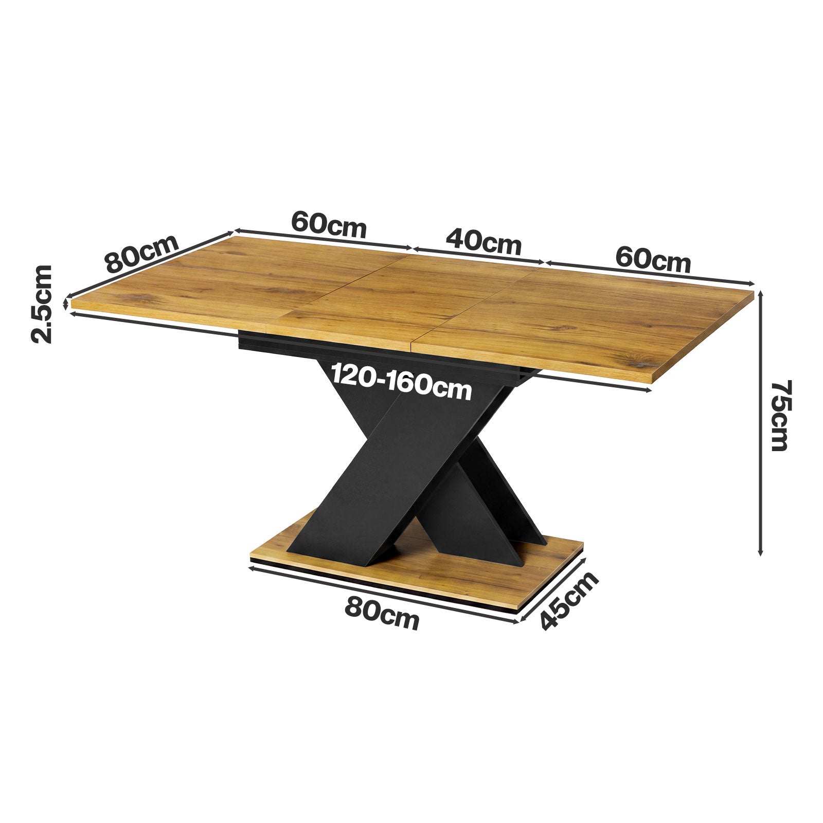 Extendable Dining Table Modern Extending Kitchen Dining Table 120-160cm