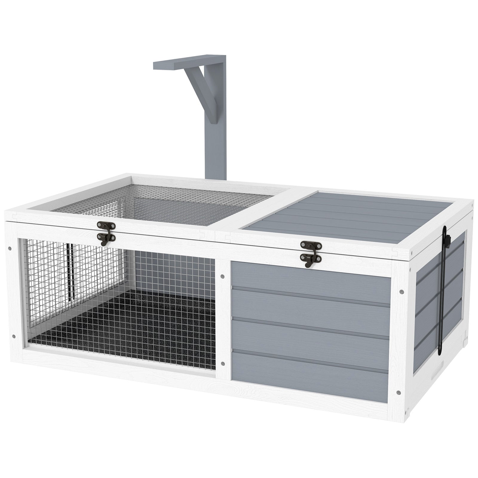 Pawhut Tortoise Enclosure W/ Run, Lamp Holder, Pull Out Trays, Hideaway