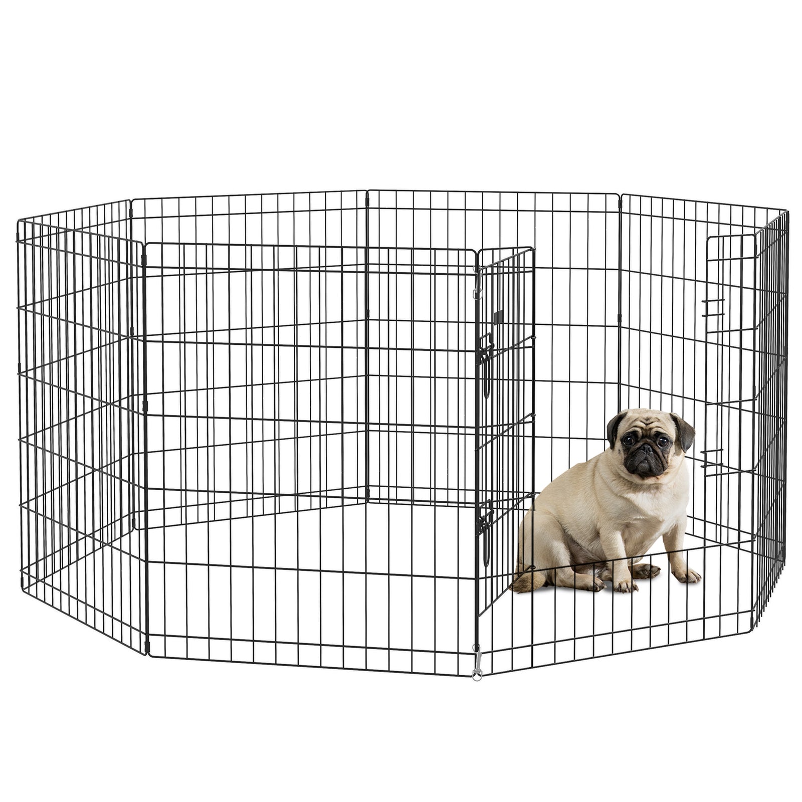 8 Panel Diy Dog Pen With Door For Indoor/outdoor Use, 76cm High