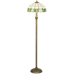 Tiffany-style Floor Lamp With Glass Shade, Bronze Tone And Green