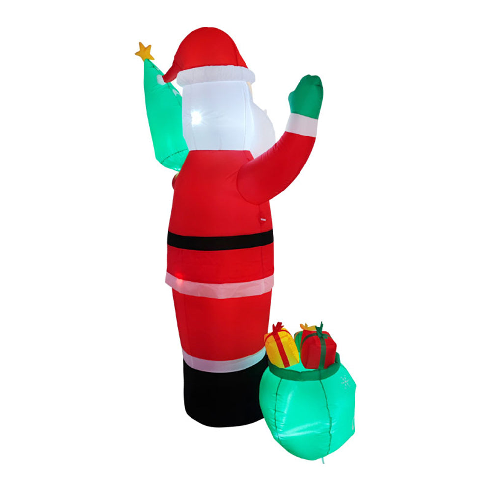 2.4m H Led Lighted Inflatable Santa Claus – Outdoor Christmas Decoration With Air Blower, Stakes & Water Bags