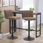 Barstools Set Of 2 Adjustable Height With Footrest | Brown