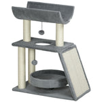 Cat Tree Kitten Tower W/ Scratching Post, Pad, Bed, Perch, Ball | Gray