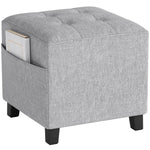 HOMCOM Small Footstool Square Ottoman With Padded Seat, Light Grey