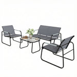 Outsunny Garden Sofa Set With Loveseat, 2 Armchairs, Tempered Glass Table