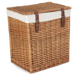 White Cotton Lined Boutique Double Steamed Laundry Baskets | Small | Brown