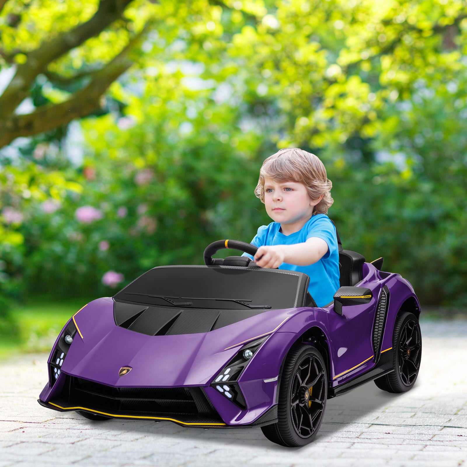 12v Lamborghini Autentica Licensed Kids Electric Car W/ Remote Control | Purple