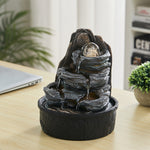 Tiered Rock Tabletop Water Fountain With Led Crystal Ball