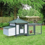 Pawhut Chicken Coop Hen Poultry House W/ Nesting Box Outdoor Run Patio Wooden | Green