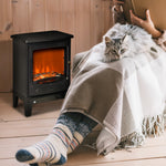Freestanding Electric Fireplace Stove Heater With Led Flame | One Size | Black