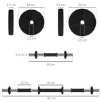 SPORTNOW 15kgs 2-in-1adjustable Barbell & Dumbbells Set, Black And Green