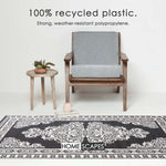 Luxury Outdoor Rug Waterproof Reversible For Garden Patio, Monochrome Motif