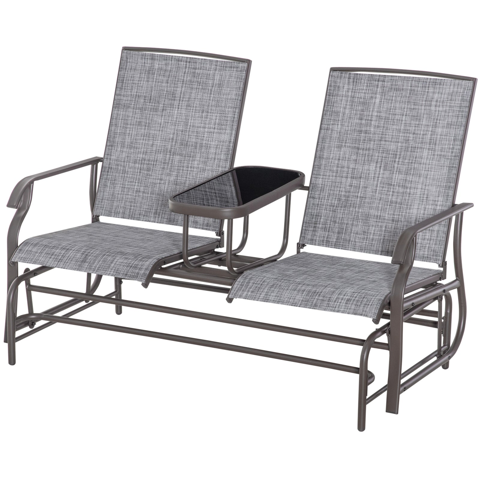 2 Seater Rocker Double Rocking Chair Lounger Outdoor Garden | Grey