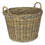 Round Grey Rattan Log Basket | Beige
