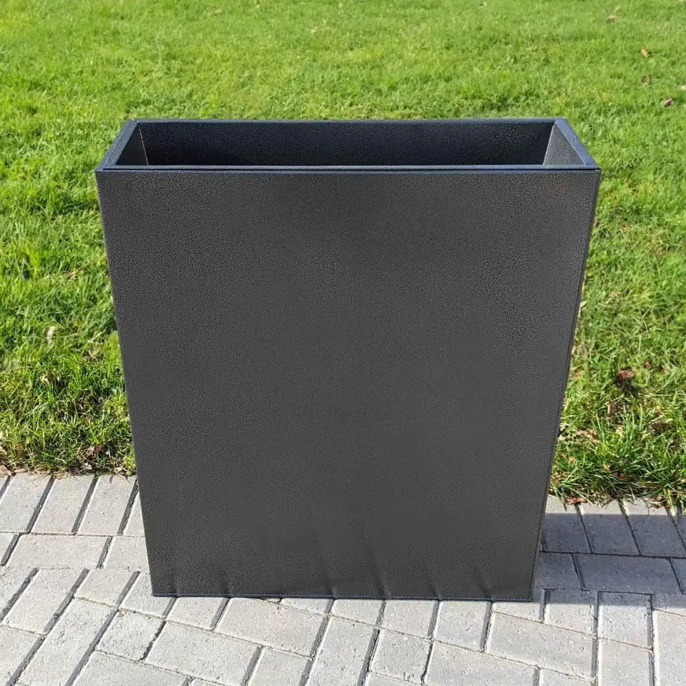 Long Zinc Galvanised Tall Trough Planter | 75cm x 25cm x 90cm | Silver Black