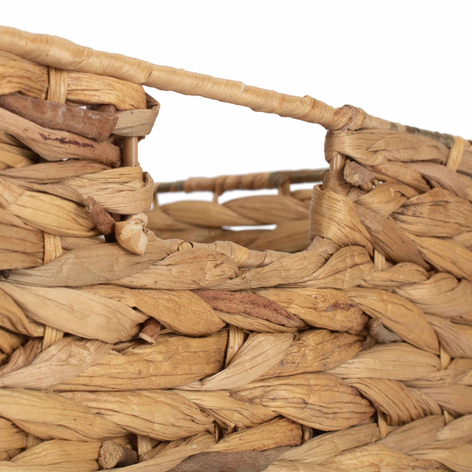 Water Hyacinth Shallow Rectangular Storage Basket | Large | Brown
