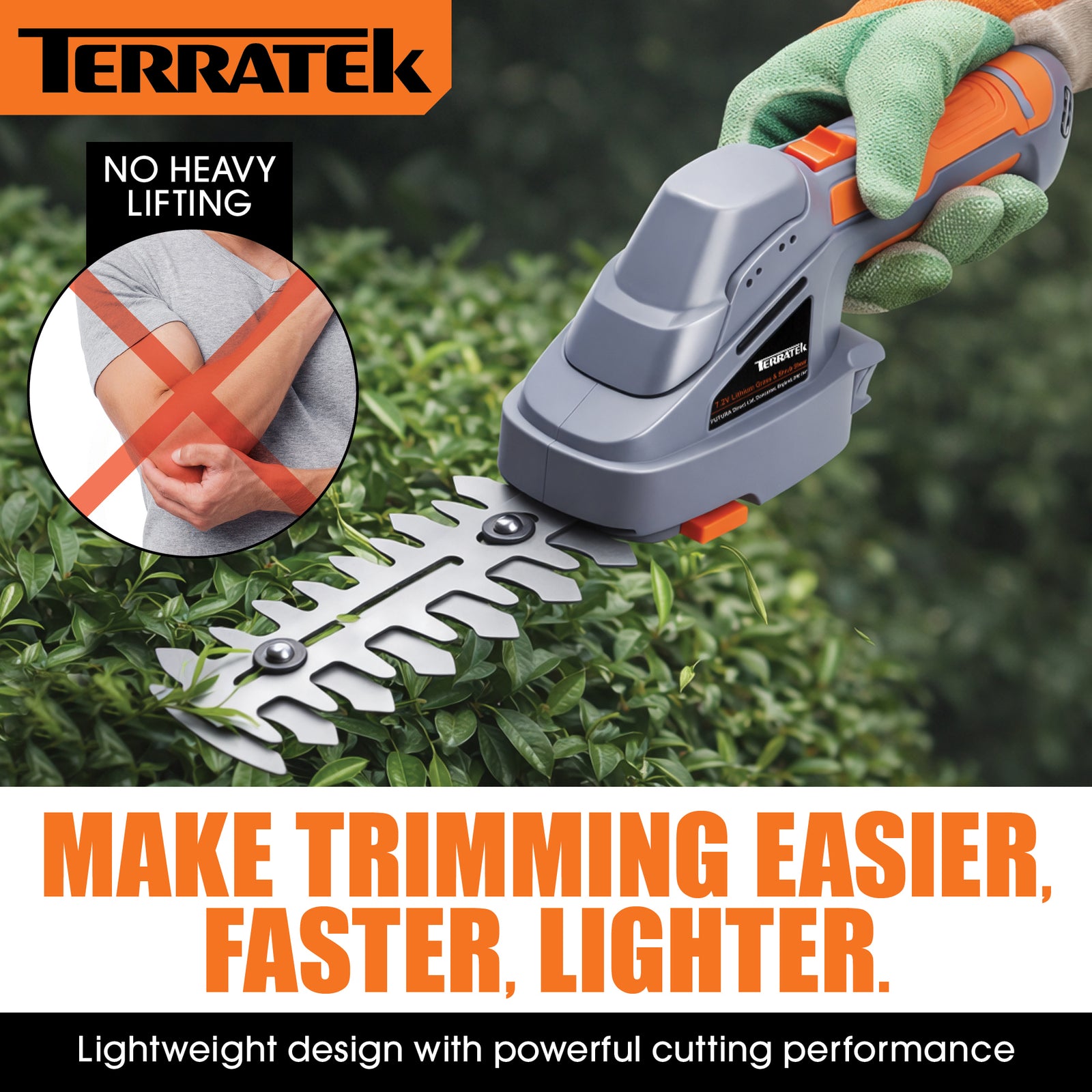 Hand Held Cordless Hedge Trimmer 2 In 1 Topiary Shears Li Ion Battery 7.2v