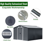 12x10 Ft Metal Apex Roof Garden Shed Outdoor Storage House