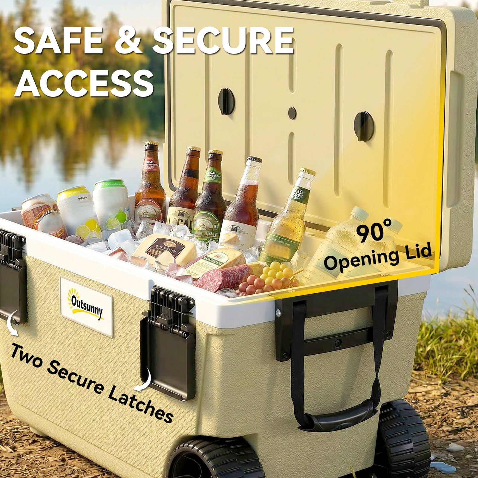 Outsunny 70l Insulated Cool Box With Wheels, Portable Ice Cooler