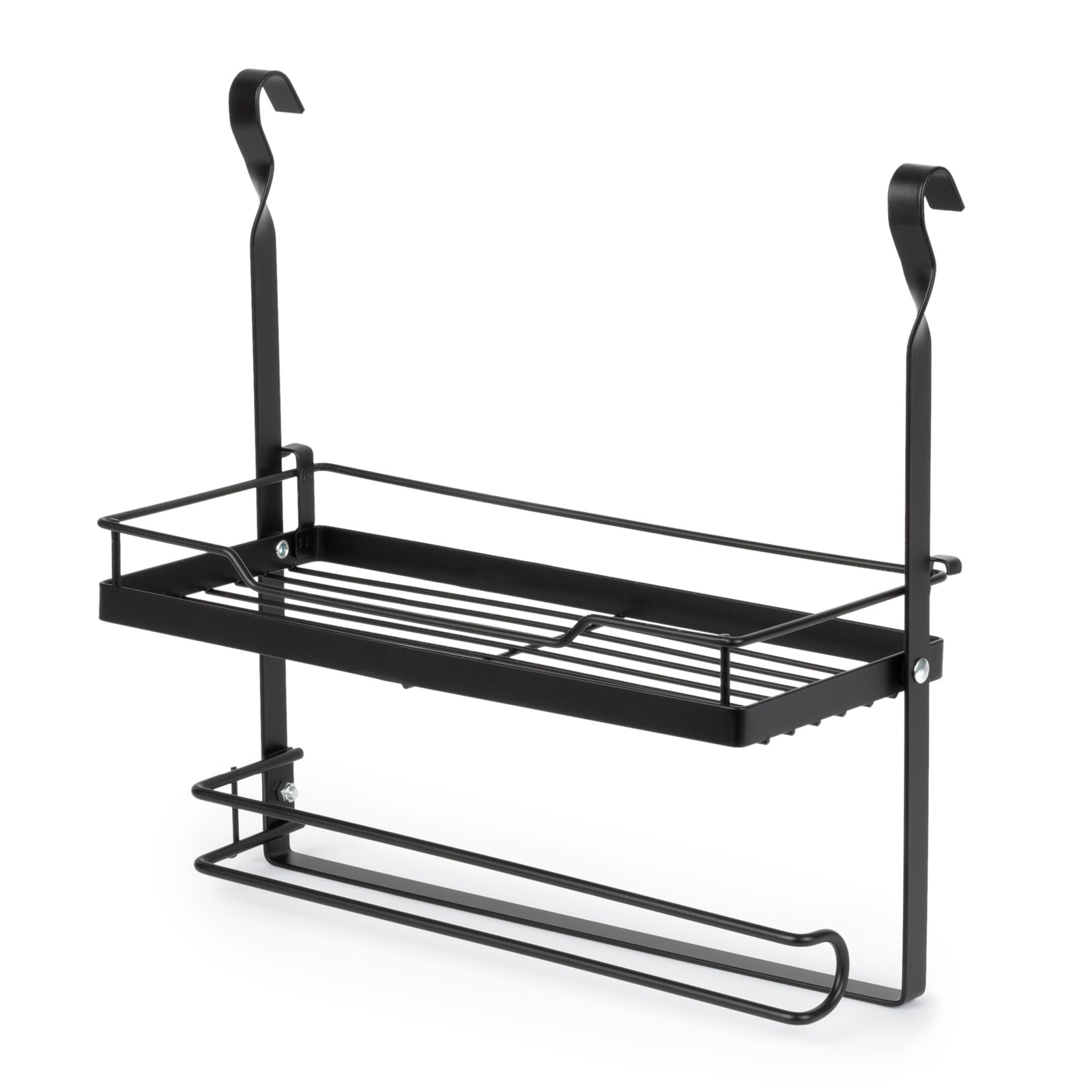 Kitchen Roll Holder With Shelf - Black