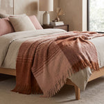 Pure Handmade Halo Gradient Wool Blend Bed & Sofa Throw Blanket, Rust