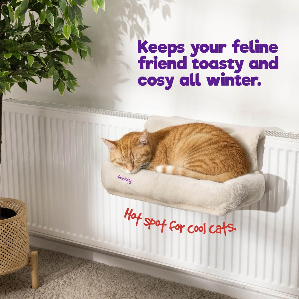 Cosy Padded Radiator Cat Bed Beige Foldable And Washable Design