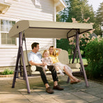 3 Seater Garden Swing Chair With Cup Trays Brown