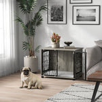 Dog Crate Table W/ Lockable Door, Plush Cushion