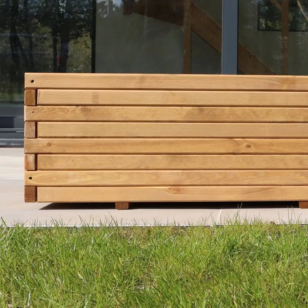 Pine Wooden Trough Planter With Feet | 140cm x 42cm x 38cm | Brown