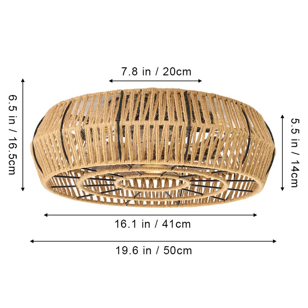 Breeins 50cm Dia Rattan Ceiling Fan Light With Remote Control,round Shape
