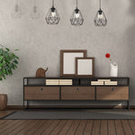 Acero Pendant Lamp 3xe27 This Hand Made Industrial Style Lamp Is Hand Made From Sleek Black Steel And Natural Dark Wood