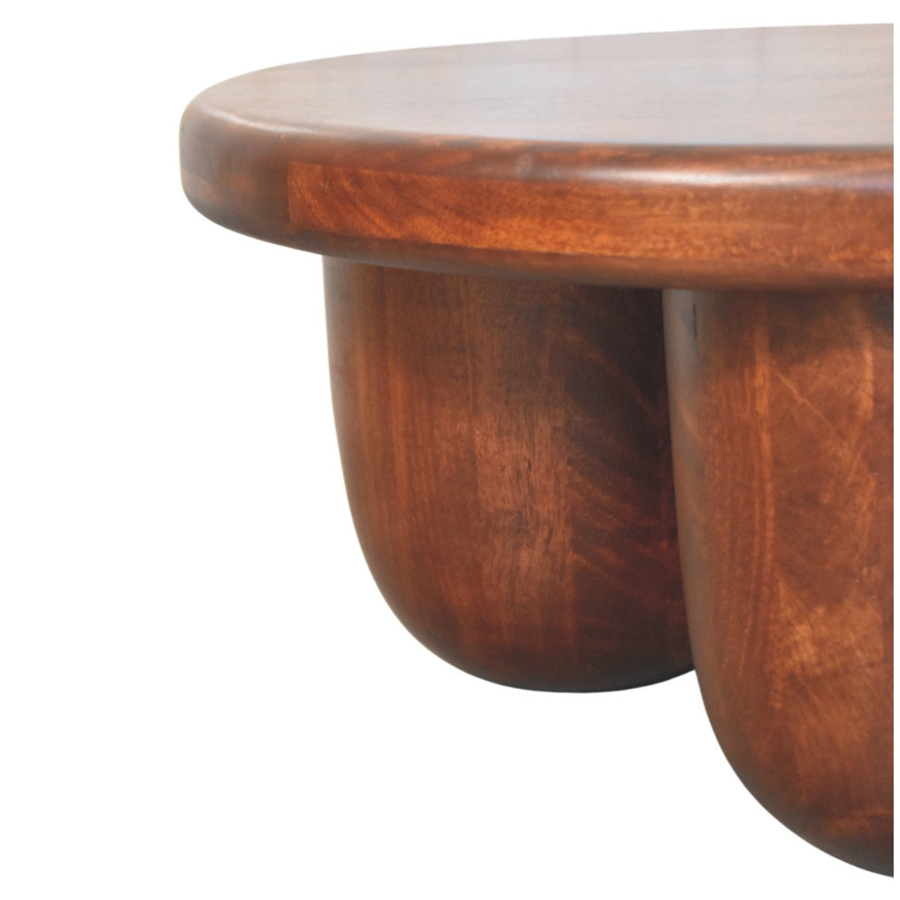 Clara Sculpted Coffee Table Rounded pillar-style legs, Brown