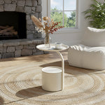 Breeins Modern Metal Side Table With Cylindrical Storage