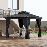 3 X 3.7m Aluminium Outdoor Hardtop Gazebo Canopy 2-tier Roof | Gray