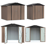 Metal Garden Shed 4x6ft/6x8ft Outdoor Storage Yard Tool Shed Tool Box Lockable | Large | Brown