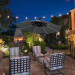 3m Double-top Cantilever Parasol,outdoor Parasol With 8 Led Tubes, Crank Lift With Cross Base